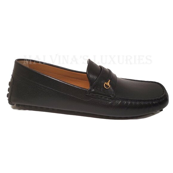 GUCCI SHOES MENS BLACK LEATHER HALF HORSEBIT DRIVER LOAFERS sz 10 / 10.5 US - Picture 6 of 15